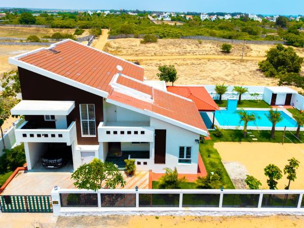 Na fotografii je vidět objekt ECR INN - Luxury 3BHK Beach Villa, Cheyyur nacházející se ve městě Cheyūr.