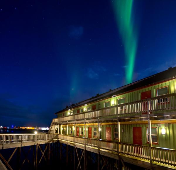 A la foto es mostra l'objecte Grønnbuene Rorbu Hotel situat a la ciutat de Andenes.