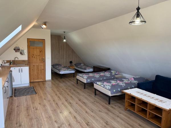 På bildet vises objektet Apartament z tarasem i widokiem na las som ligger i byen Bielskie.