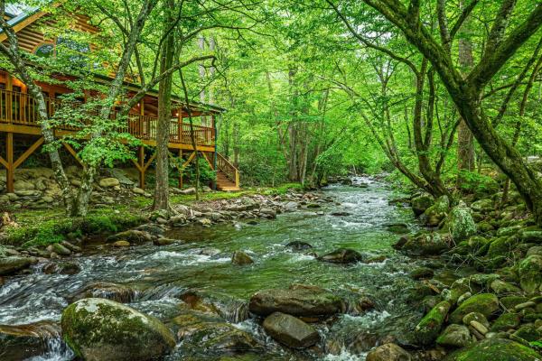 A la foto es mostra l'objecte Elk Rapids on Cosby Creek cabin situat a la ciutat de Cosby.