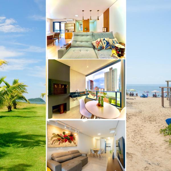 Na zdjęciu widoczny jest obiekt Apto a VISTA MAR 150m PRAIA Cozinha completa CHURRASQUEIRA AR CONDICIONADO Wi-Fi e vaga privativa de garagem Reserve agora mesmo położony w mieście Balneário Piçarras.