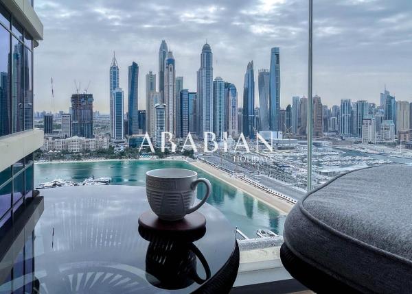 A la foto es mostra l'objecte Exceptional 2BR Beachfront Marina Vista with Private Beach Access situat a la ciutat de Dubai.
