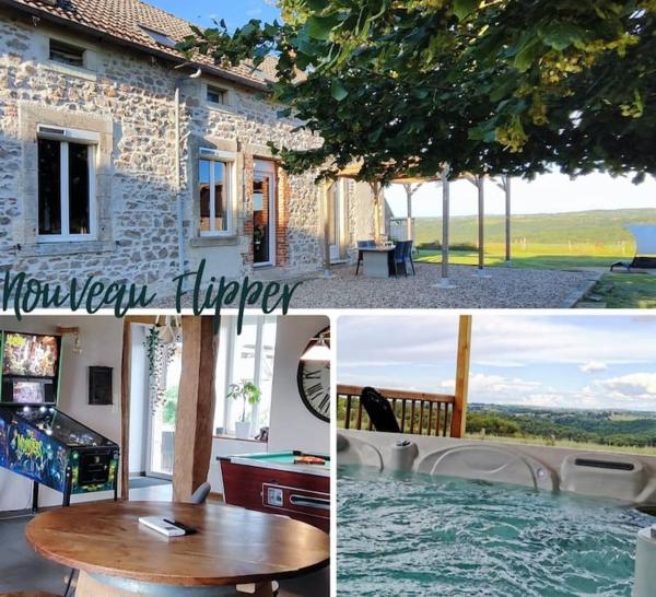 Na fotografii je vidět objekt Maison Vue sur la Vallée Spa XXL Billard & Flipper nacházející se ve městě Vrolle.