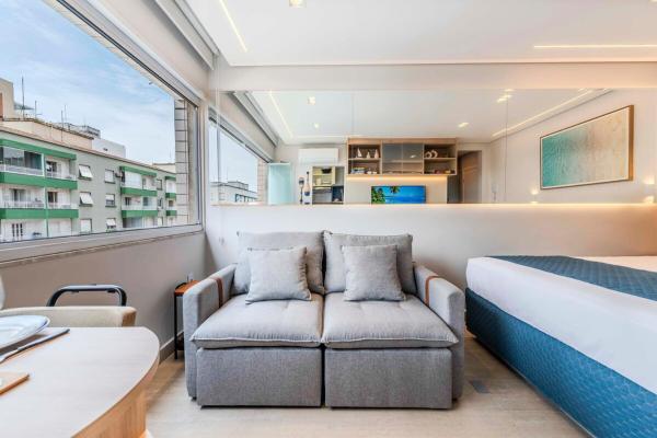 A la foto es mostra l'objecte Lindo Studio com Vista para o Mar - Orla de Santos situat a la ciutat de Santos.