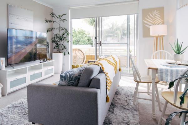 På billedet ses objektet Coastal getaway, tropical palms in Dee Why beliggende i byen Deewhy.