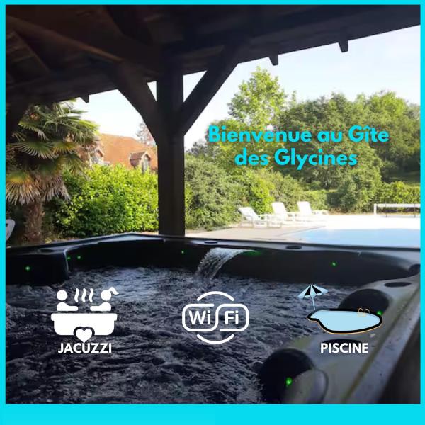 Na fotografii je vidět objekt Gite 06-Les Glycines avec piscine & jacuzzi-5 pers nacházející se ve městě Gluges.