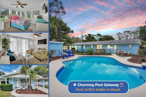 På bildet vises objektet Summer Spot! Charming Pool Getaway 3 miles drive to Beach som ligger i byen St. Augustine.