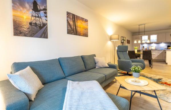 Nella foto è visibile l'oggetto Ankerpunkt Südost - Ferienwohnung mit Garten und Sauna situato nella città di Dorum.