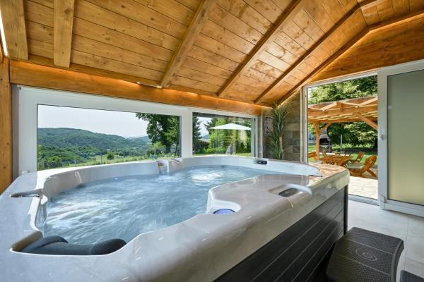 The photo shows the Private Villa with Pool and Jacuzzi Dreamy Hill located in the city of Pregrada.