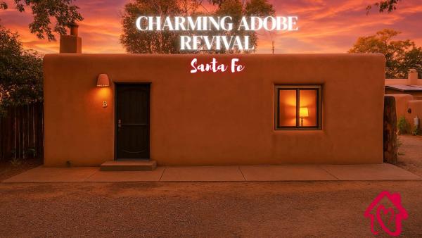 På billedet ses objektet Charming Adobe Revival- An Irvie Home beliggende i byen Santa Fe.