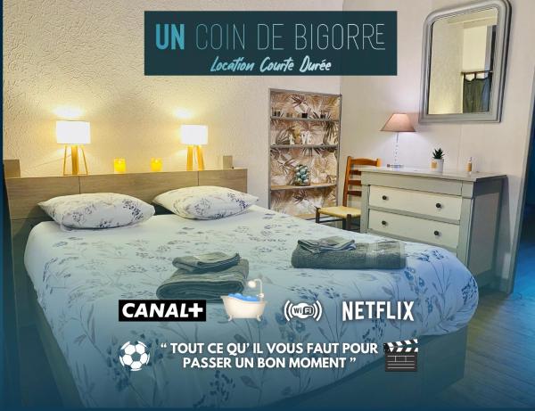 Nella foto è visibile l'oggetto Logements Un Coin de Bigorre - T2 de campagne - Canal plus & Netflix - Wifi fibre - Centre village situato nella città di Ozon.