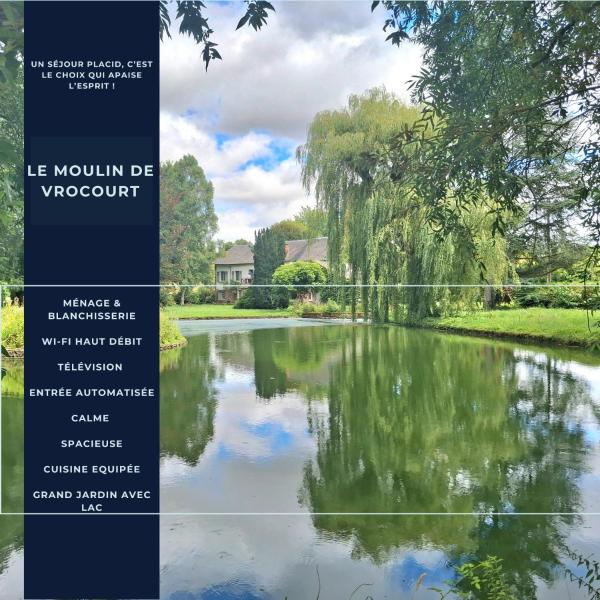 Nella foto è visibile l'oggetto Le Moulin de Vrocourt - Très Grand Jardin et Lac situato nella città di Vrocourt.