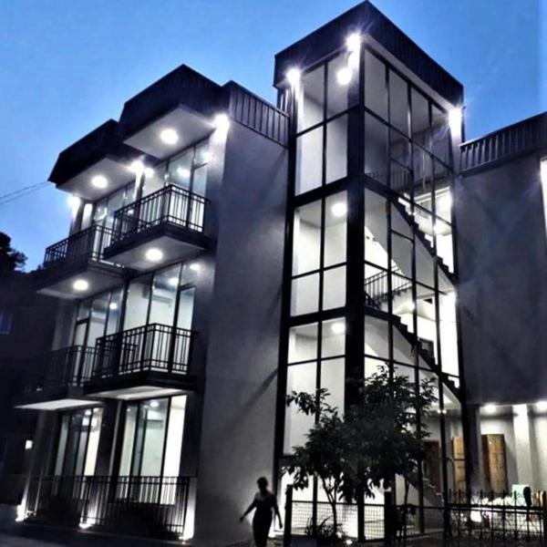 The photo shows the kobuleti hotel black sea located in the city of Kobuleti.