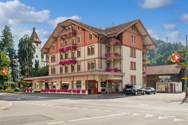 The photo shows the Hotel Sonne Interlaken-Matten located in the city of Interlaken.