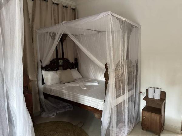 The photo shows the Zenu House located in the city of Kiganga.