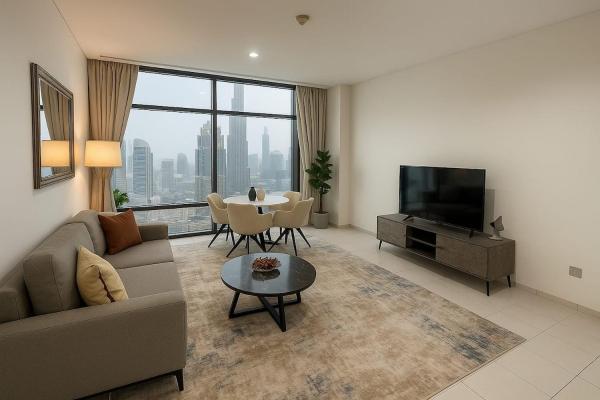 A la foto es mostra l'objecte DIFC Index Tower Burj Khalifa View 1BR situat a la ciutat de Dubai.