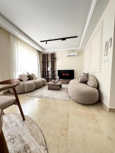 The photo shows the Cill Vibes 1- BR Apartment in Madinaty, New Cairo located in the city of Banī Ghālib.