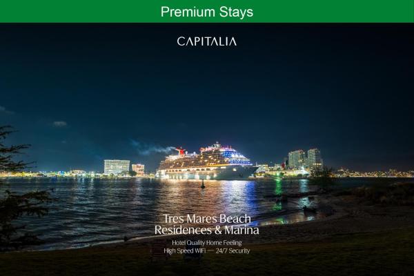 The photo shows the Capitalia Tres Mares Beach Residences & Marina located in the city of Puerto Vallarta.