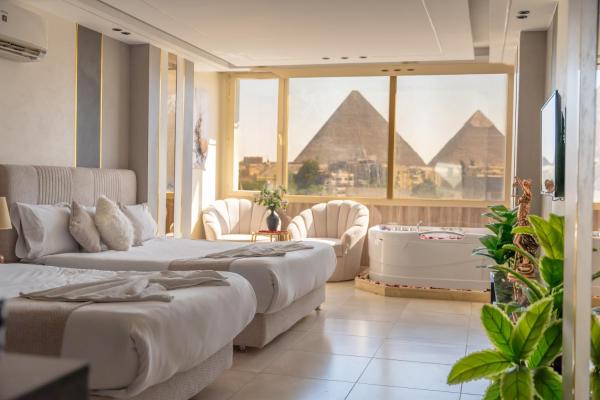 Na fotografii je vidět objekt The Muse Pyramids Lodge nacházející se ve městě Káhira.