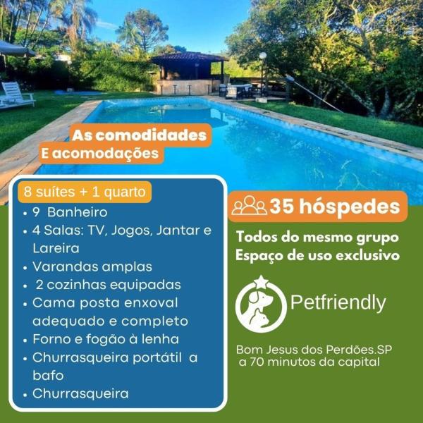 En la foto se muestra el objeto Chacara Aguas Claras 8 suite pesca piscina Karaoke ubicado en la ciudad de Bom Jesus dos Perdões.