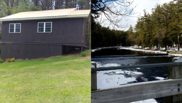 Na fotografii je vidět objekt Waterfront Vacation Cabin Overlooking Lake Algonquin in Upstate New York nacházející se ve městě Benson.