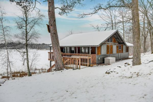 The photo shows the Stunning Cabin Getaway Surrounded by Towering Pine Trees in Walker, Minnesota located in the city of Hackensack.