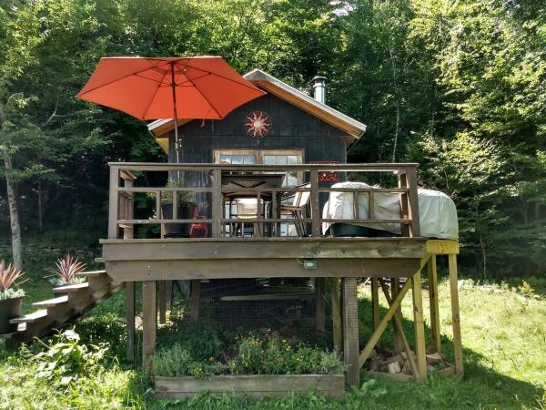 På billedet ses objektet Cozy Unique Tiny Cabin with Beautiful Views in Livingston Manor, New York beliggende i byen Neversink.