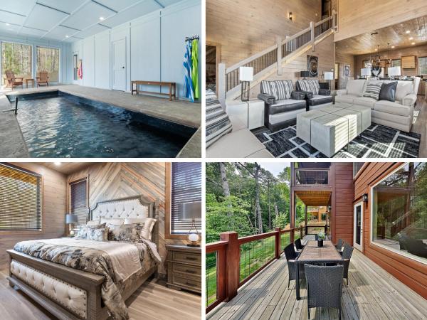 A la foto es mostra l'objecte Smoky Poolside Chalet situat a la ciutat de Sevierville.