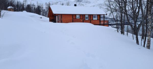 Na zdjęciu widoczny jest obiekt Sjursnes Mountain Lodge położony w mieście Sjursnes.