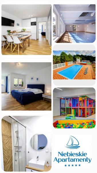 A la foto es mostra l'objecte Apartament 11B Niebieskie Apartamenty z basenem krytym, odkrytym, salą zabaw, animacjami situat a la ciutat de Poddąbie.