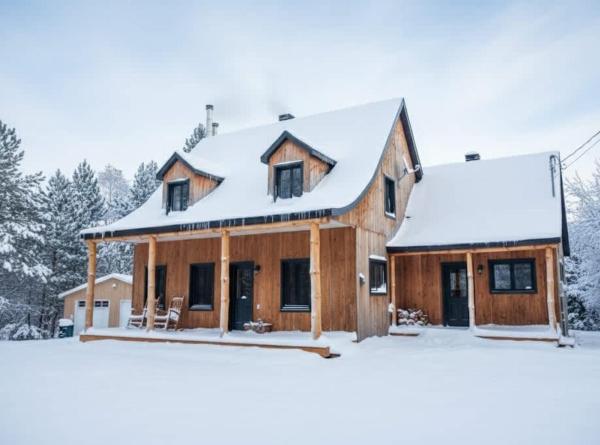 Nella foto è visibile l'oggetto Au Chic Chalet des Chutes Chic Chalet situato nella città di Saint-Jean-de-Matha.
