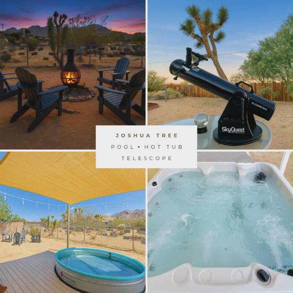 写真にはジョシュア・ツリー市にある10 minutes to JTNP - Saltwater Float Pool, Hot Tub, Telescope, Fireplace and Viewsが写っています。