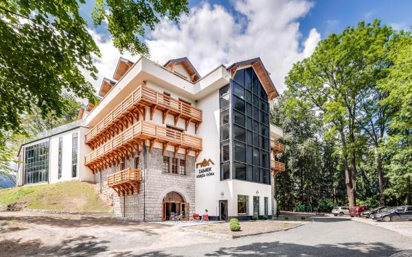 La photo montre l'objet Zamek Księża Góra situé dans la ville de Karpacz.