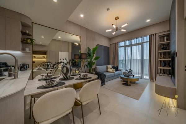A la foto es mostra l'objecte Cosy Corner 1BR Designer Apt Luxe Nest in JVC situat a la ciutat de Dubai.