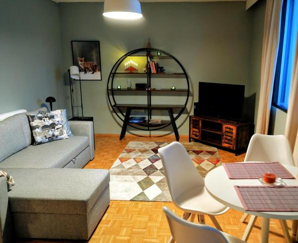 The photo shows the Peaceful Flat Near Nature & City, bus connections to the center & SCV! located in the city of Suulari.