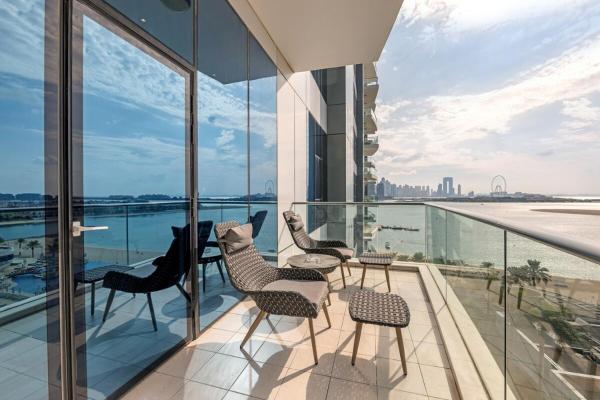 Leilighet med 1 soverom med balkong og sjøutsikt — 124 m² - Waves - Grand Palm Escape - Sea-View Massive 1BR Luxury
