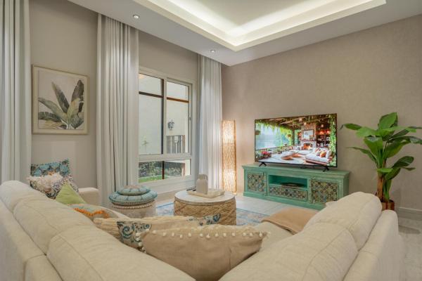 A la foto es mostra l'objecte Layali Properties - Boho Oasis 3BR Apt - Convention and Exhibition Center situat a la ciutat de Riad.