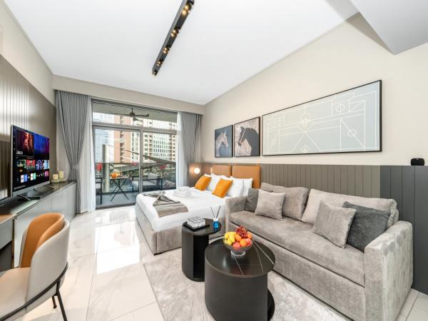 A la foto es mostra l'objecte Cozy Studio with Balcony I Near Dubai Mall & Downtown situat a la ciutat de Dubai.