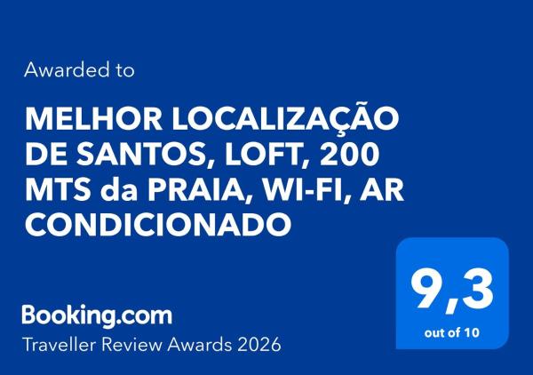 A la foto es mostra l'objecte MELHOR LOCALIZAÇÃO DE SANTOS, LOFT, 200 MTS da PRAIA, WI-FI, AR CONDICIONADO situat a la ciutat de Santos.