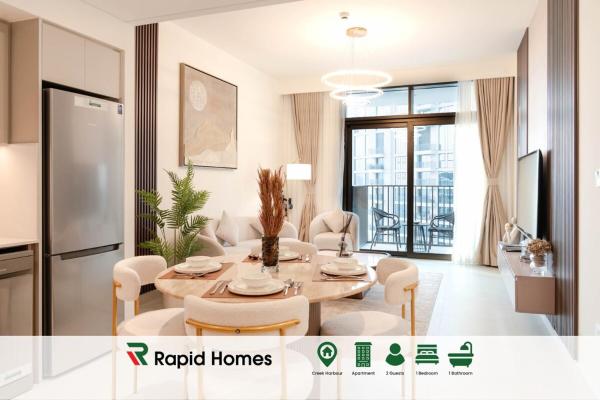 Na fotografii je vidět objekt 1BR Burj View Apartment In Dubai Creek Harbour nacházející se ve městě Dubaj.