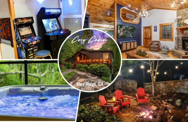 Cozy Mountain Cabin- Family Friendly, Hot Tub, Firepit, Fireplace, Game Room, Retro Arcade - 10 Minutes From Downtown Blue Ridge! - Blue Ridge, GA