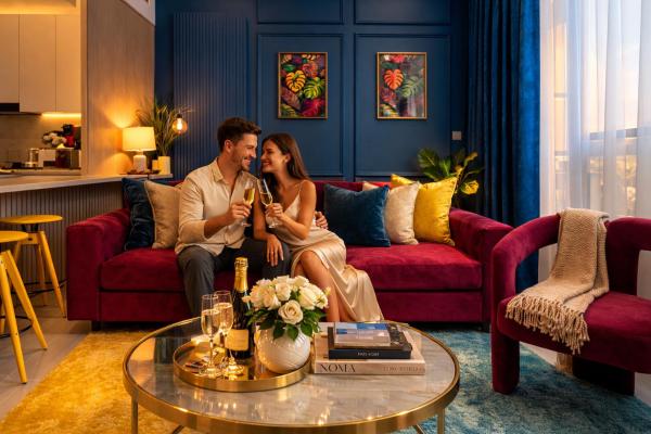 På billedet ses objektet Colorful Designer 1BR Apartment with Pool - JVC beliggende i byen Dubai.