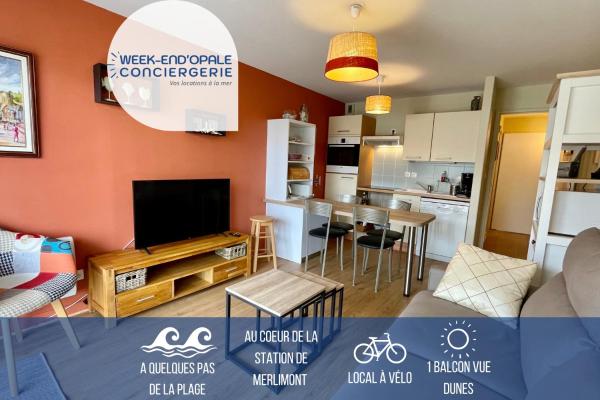 På billedet ses objektet Appartement MerliDunes Proche de la plage beliggende i byen Merlimont.