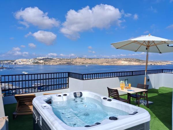 Islet Promenade Aparthotel - Studio With Hot Tub And Panoramic Sea Views By Getawaysmalta - Malte