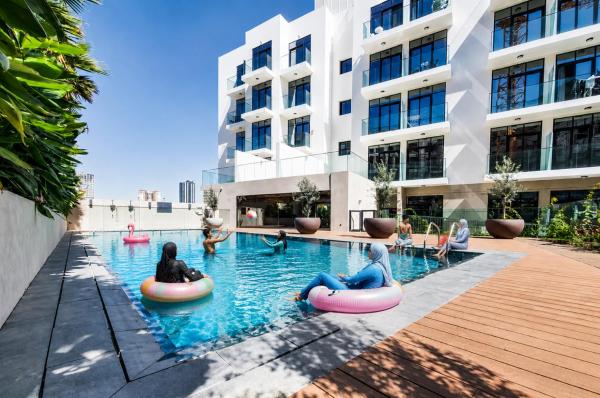 Nella foto è visibile l'oggetto HAVN - Studio Apartment in Pantheon Elysee, JVC situato nella città di Dubai.