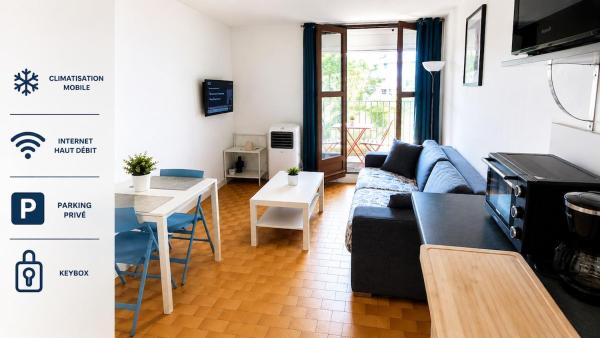 Apt 2pers, Clim, Wifi, Parkg, Plage à 10mn à Pied - La Grande-Motte