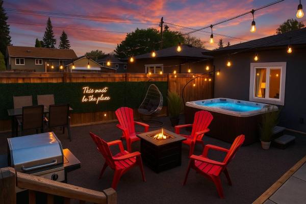 A la foto es mostra l'objecte Summer Haven - HotTub - FireTable - KingBed - BBQ - Sleeps8 situat a la ciutat de Edmonton.