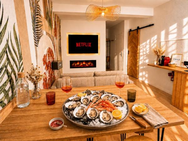 Mrodbnb - Appart Neuf - Aperçu Mer - 25m Plage & Resto - Ciné - Cheminée - Popcorn - Saint-Benoît-des-Ondes
