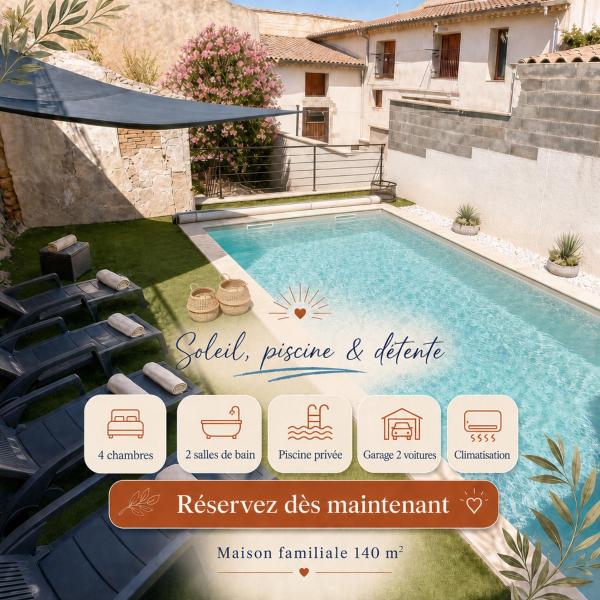 Maison Familiale Avec Piscine Privée - Capestang