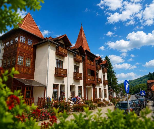The photo shows the Muskatli Villa located in the city of Sovata.